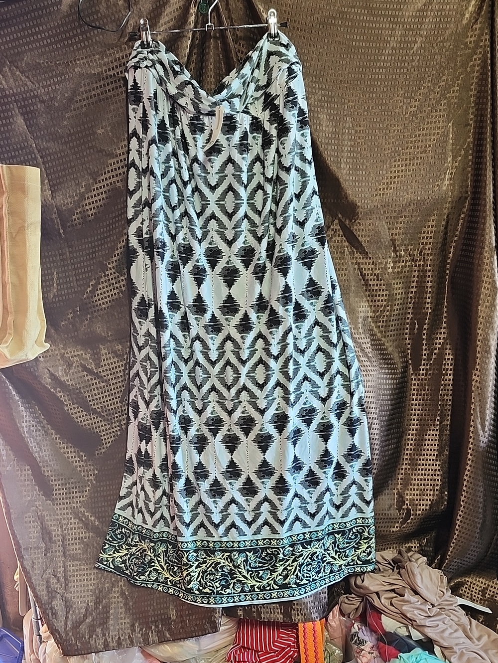 new directions Black and White Geometric Maxi Skirt